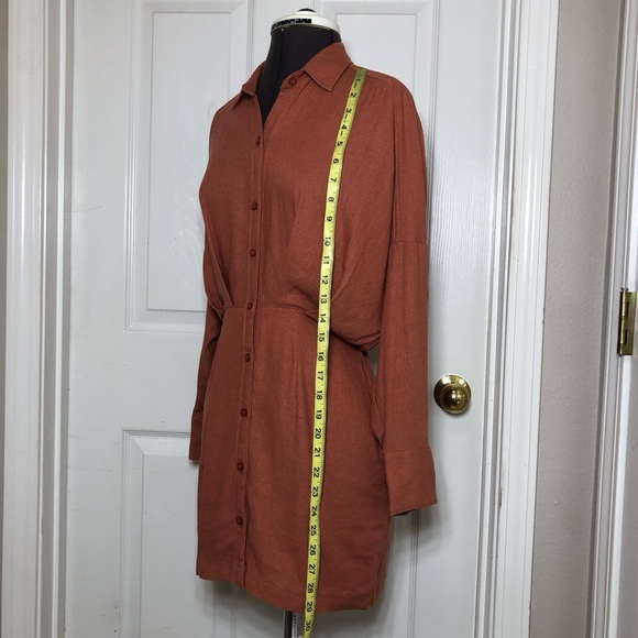 Abercrombie & Fitch Linen Button Down Lined Long Sleeve Rusty Shirt Dress XSP - Picture 9 of 16